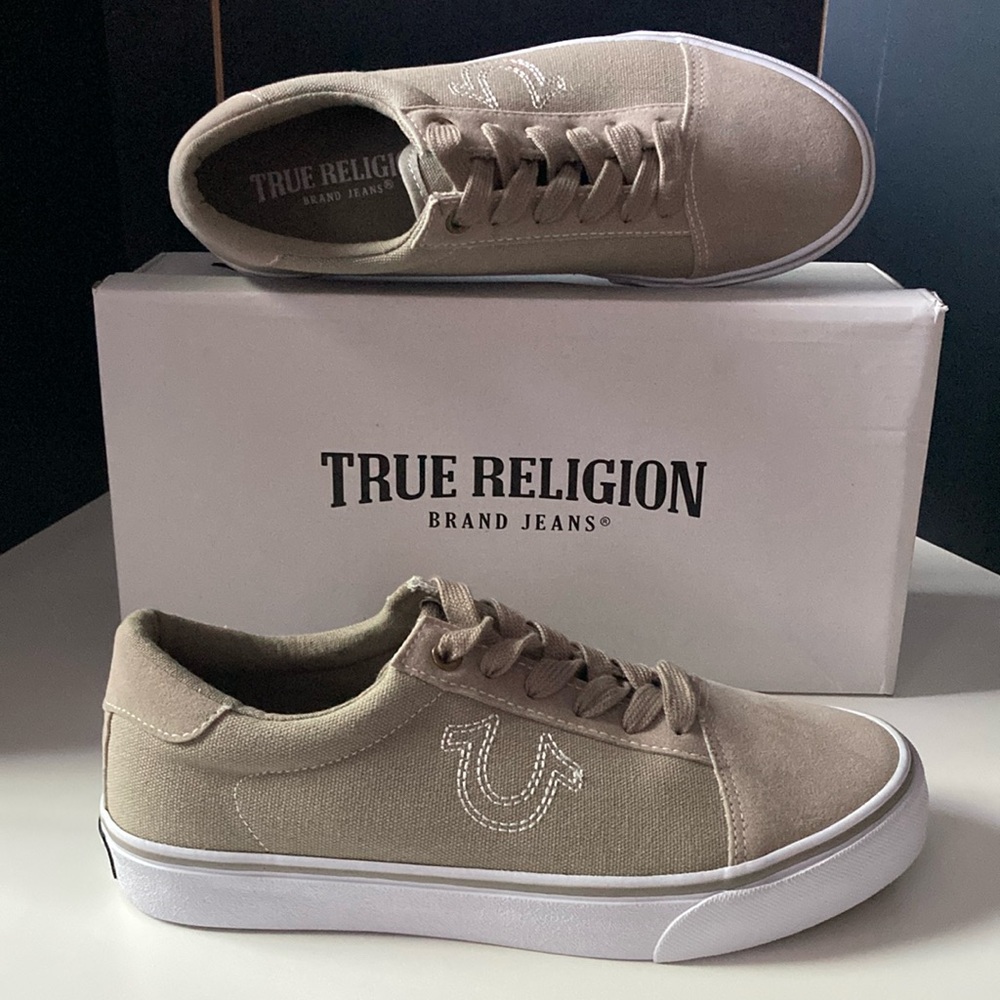 True Religion Low Top Lace Up Shoes 8 Tan Men's Sneakers